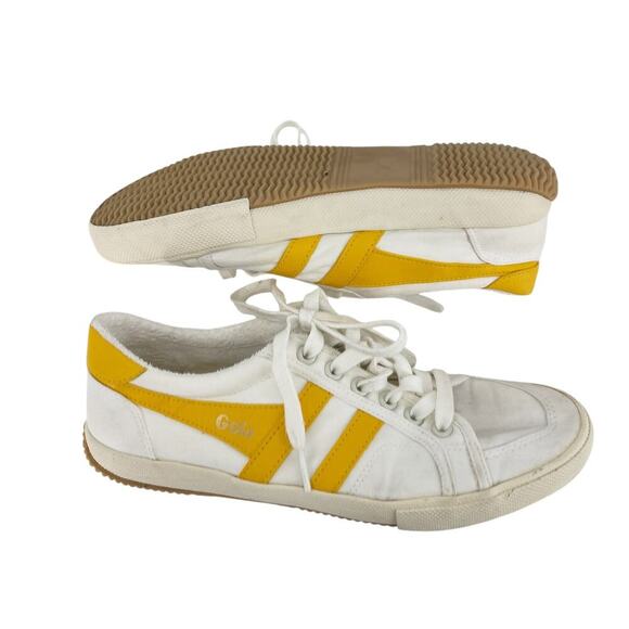 Gola Stratus Sneaker Vegan Leather Off White & Sun Yellow Size 8 - Picture 3 of 11
